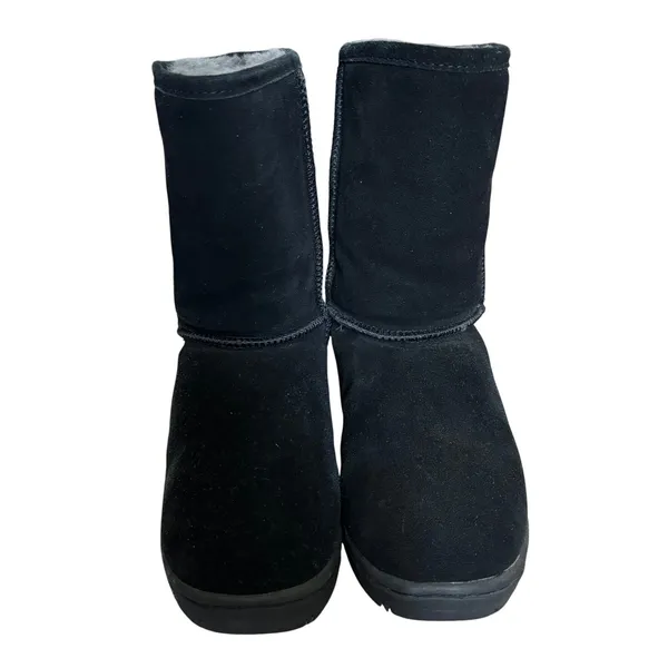 Rj's Fuzzies Black Sheepskin Boots Sz 6 Sherpa lined Genuine Suede Winter‎ Cozy - Image 2