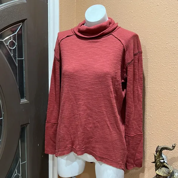 We the free orange cowl neck sweater top - Image 2