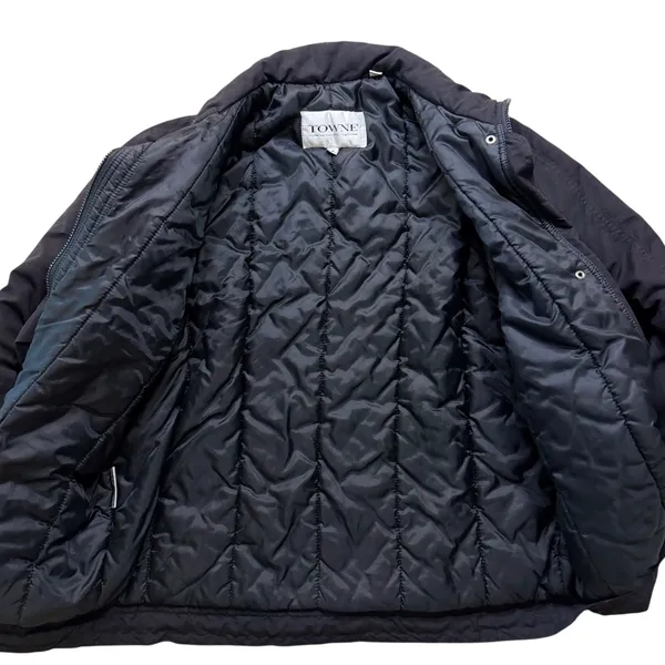 Towne by London Fog Women's Puffer Jacket Size M Black Zip Snap Coat Unisex - Image 7