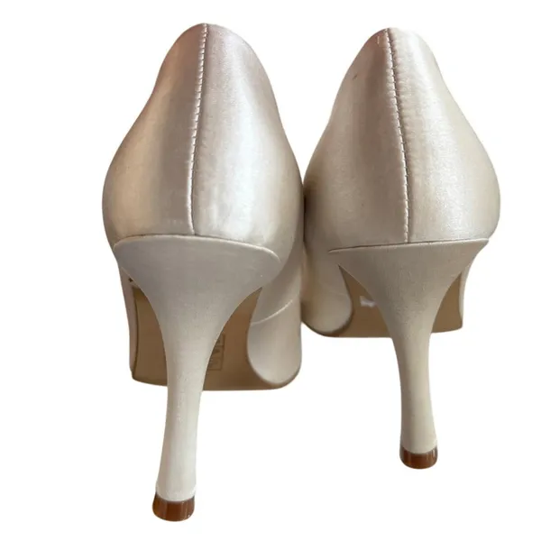 Dune White Satin Pointed Toe Crystal Rhinestone Embellished Bridal Pumps - Image 9