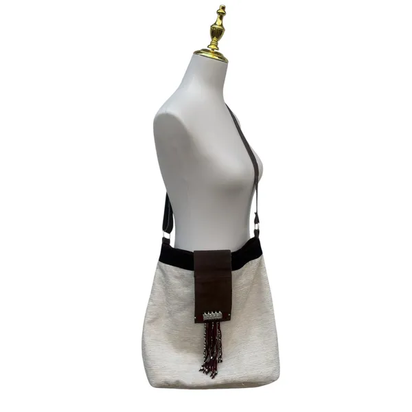 Earthbound Trading Co Purse Afghanistan Inspired Boho Leather Cotton Convertible - Image 2