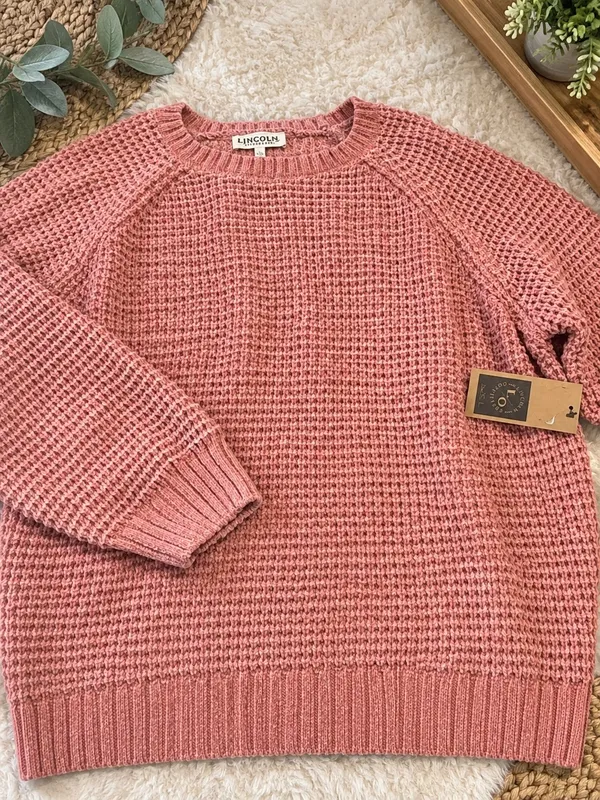 Lincoln Outfitters Pink Chunky Knit Sweater – Size L - Image 3