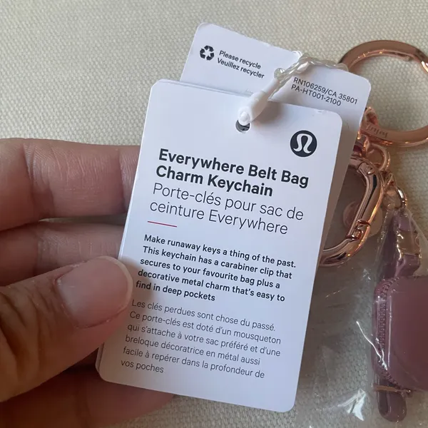 Lululemon Everywhere Belt Bag Charm Keychain - Spiced Chai/Rose Gold - Image 3