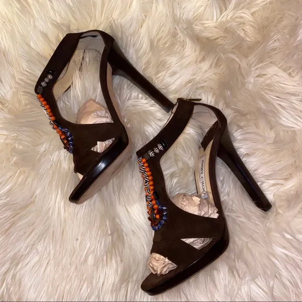 🎉HP🎉 JIMMY CHOO Seashell & Beaded Heels SZ 9 - Image 4