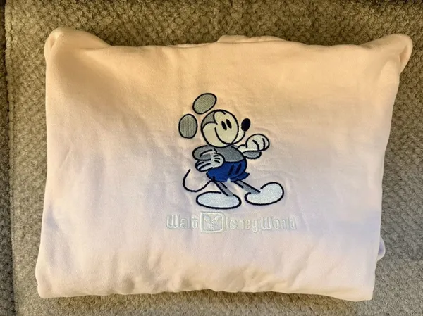 Disney Parks Mickey Mouse Pink Embroidered Hoodie Sweatshirt Size S - Image 2