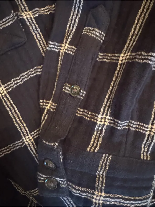 Madewell Lightspun Evert Women's Top Black Size L Windowpane Plaid Button Front - Image 5