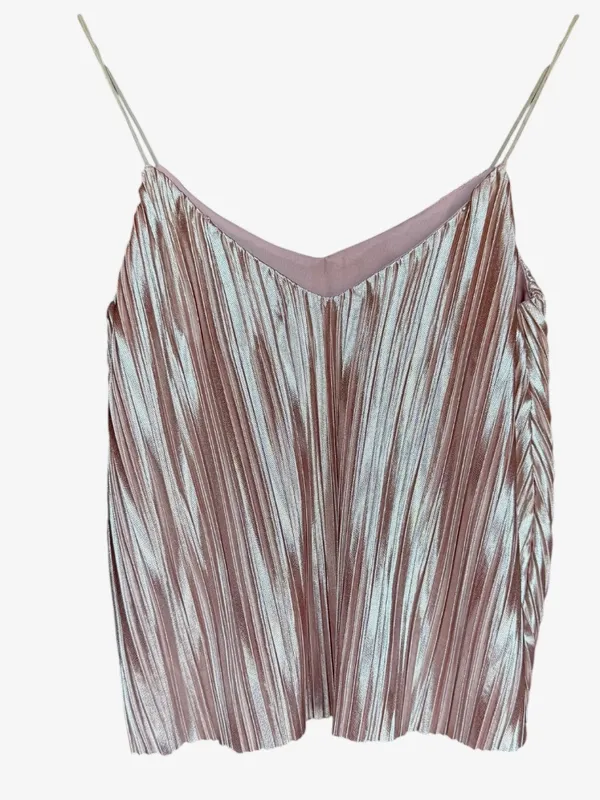 Anthropologie 4SI3NNA Metallic Pleated Lined Camisole Top Sz S‎ - Image 5