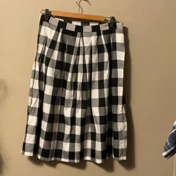 Sugarlips Black and White Plaid A-Line Skirt - Image 2