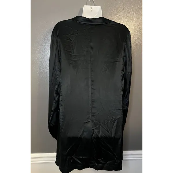 Express 100% Silk Women's Size Medium Two Button Black Single Breasted Blazer - Image 4