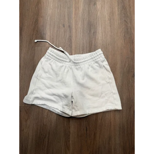 Tna Aritzia Cozy Fleece Boyfriend Shorts‎ White Relaxed Fit Small - Image 3