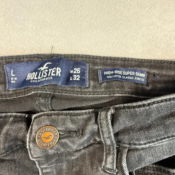 Hollister High-Rise Super Skinny Black Jeans W25 L32 Classic Stretch Denim - Image 3