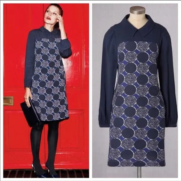 Boden Highbury‎ Peter Pan Collar Dress Navy Blue Size US 6 - Image 2