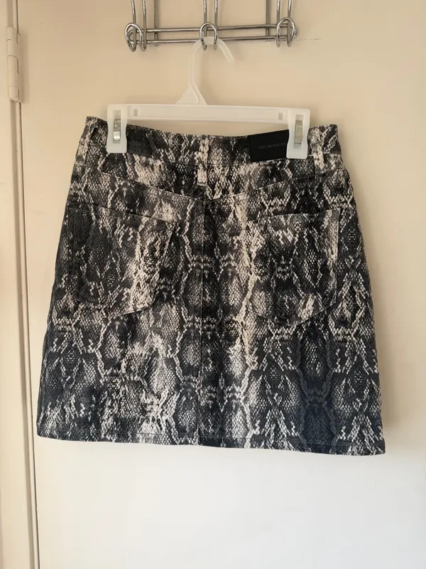 Zara Z1975 Denim Snake Print Mini Skirt Size XS - Image 4