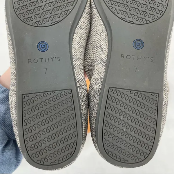 Rothys Grey Shoes Comfortable Round Toe Office Neutral The Flat Taupe Heather 7 - Image 9