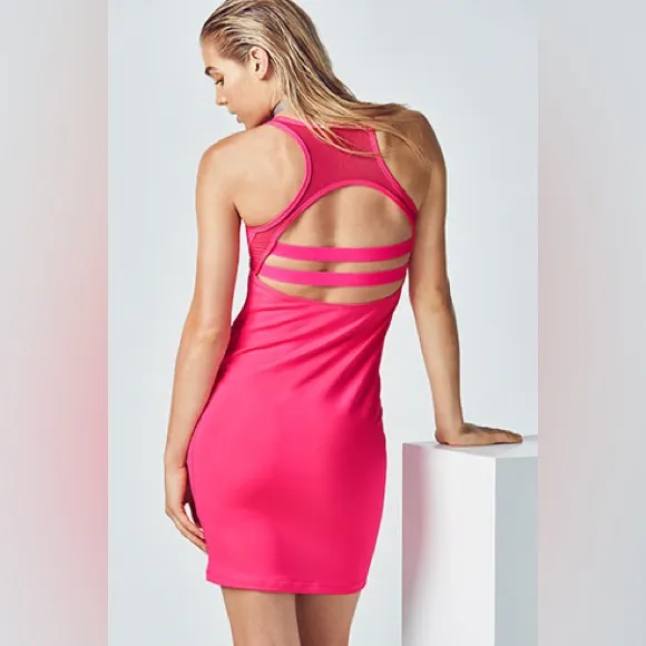 Fabletics Tropez‎ Dress magenta hot pink Barbiecore women's size small casual - Image 2