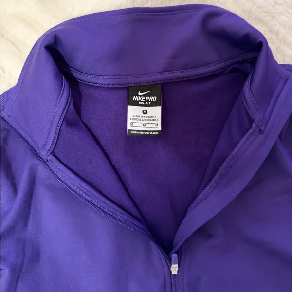 Nike Pro Purple 1/4 zip Long Sleeve “Just Do It” Training Top - Image 3