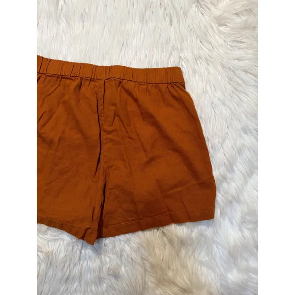 J. Crew Factory Womens Size Small Linen-Blend Pull-On Short Rust Brown High Rise - Image 7