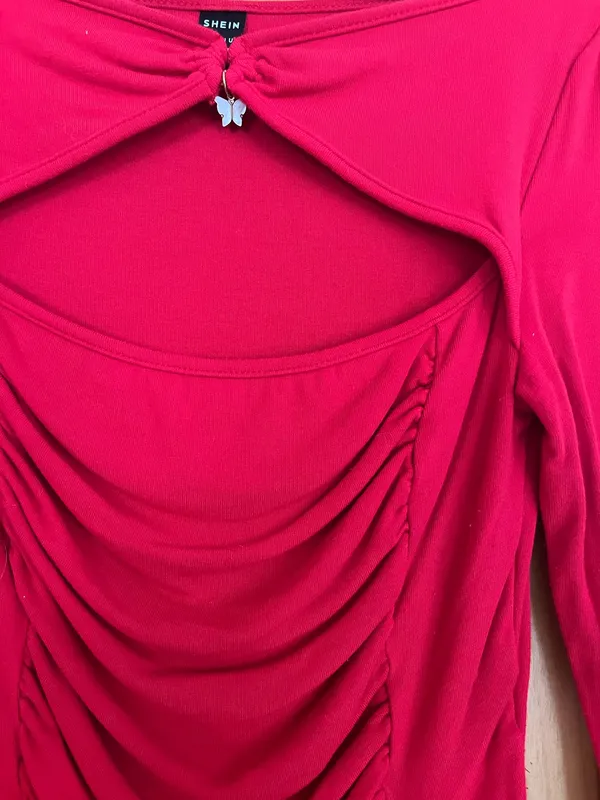 Shein Red Long Sleeve Top - Image 2