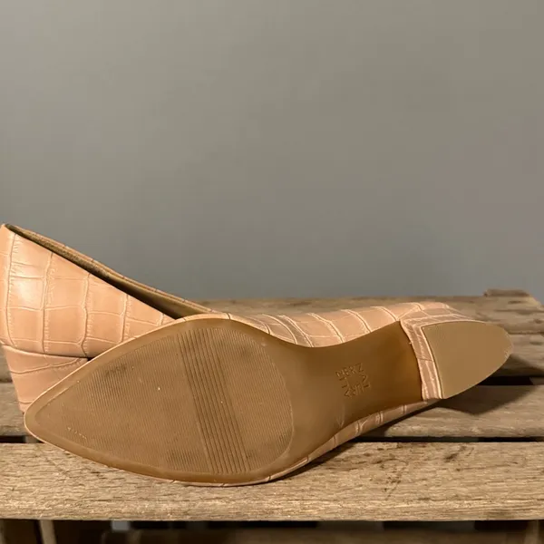 Naturalizer Carmen Crocodile Embossed Tan leather block heels sz 7.5‎ A23 - Image 8