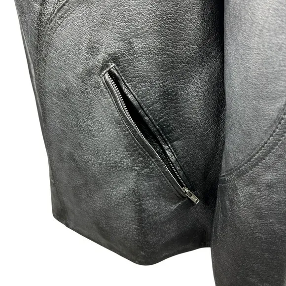 Genuine Black Leather Jacket Plus 16-18W Full Zip Lined‎ Minimalist Patina Retro - Image 10