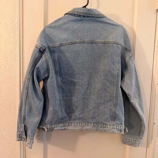 Special A Oversized Classic Denim Trucker Jacket Light Wash Blue - Image 2