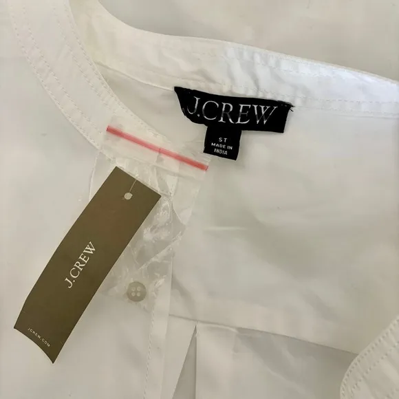 NWT!! J. CREW Delilah Dress Cotton‎ Poplin Solid White Mini Ruffle Small Tall ST - Image 12