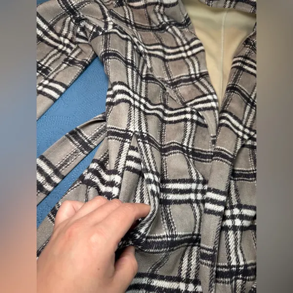 SOLITAIRE Plaid‎ Women's Jacket with Belt - Image 12