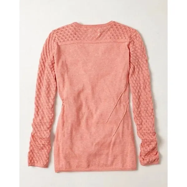 Rosie Neira Anthropologie Wool Blend Peach Longsleeve Ballet Core Wrap Top M - Image 2