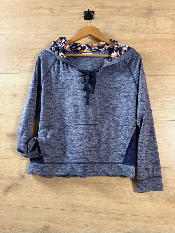 Vera Bradley Blue Spacedye Lace-Up Hooded Pullover Top - Image 2