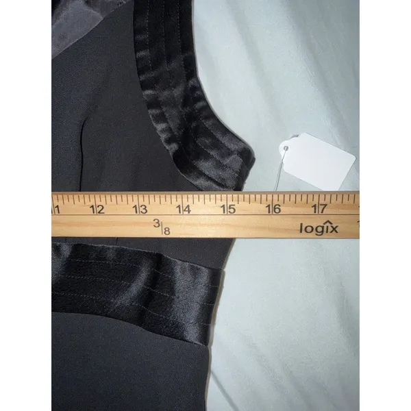Jones‎ New York Dress Black Satin Trim Ruffle Hem Cocktail Dress Petite 8P - Image 7