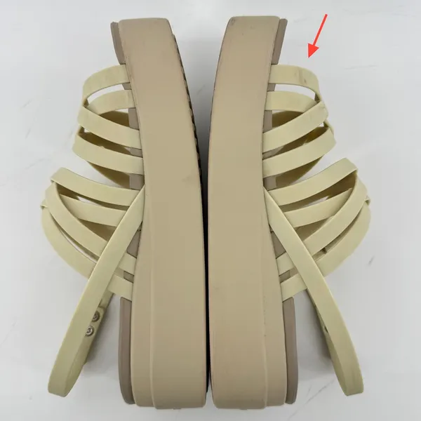 Crocs Brooklyn Strappy Low Wedge Sandal Bone Cream‎ Women 9 Comfort LiteRide Y2K - Image 5
