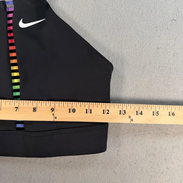 Nike Womens High Neck Sports Bra Black Rainbow Ladder Strappy Racerback XS - Image 3