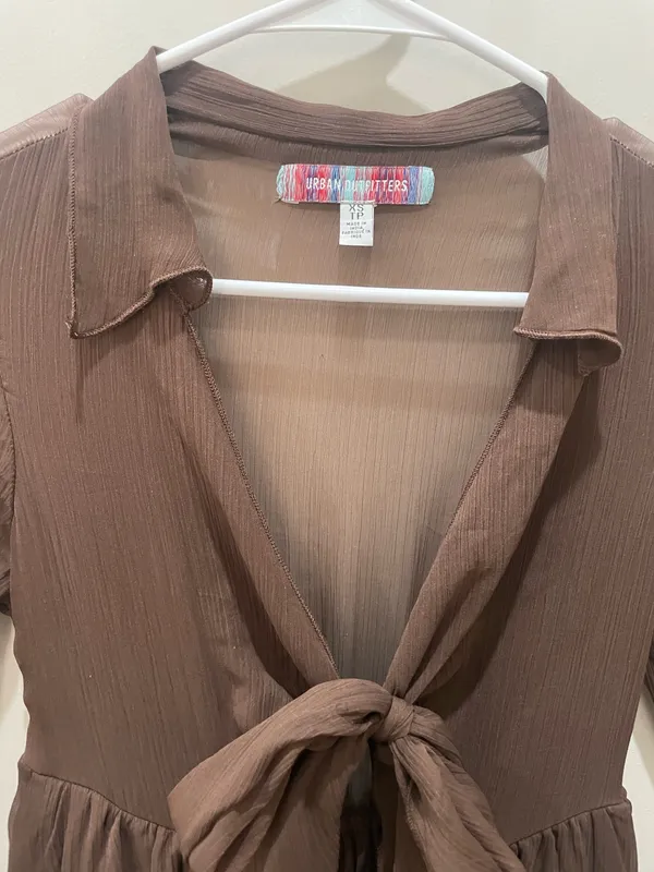 Urban outfitters brown sheer long sleeve dress - Image 2