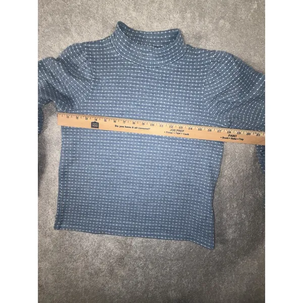 Madewell Jacquard Puff Sleeve Crew Neck Top Blue Lane Womens Size‎ M - Image 6