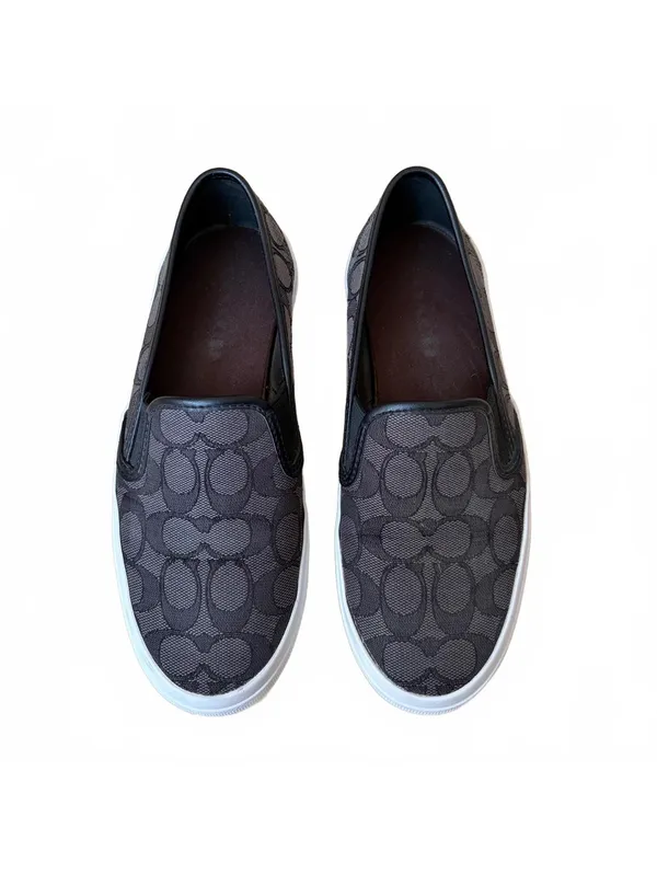 Coach Chrissy Signature Monogram Slip-On Sneakers Black Gray Women's Size 8B - Image 2