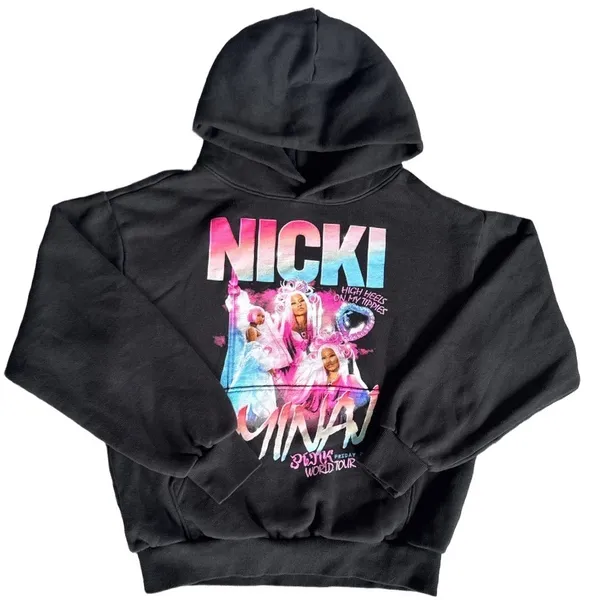 Nicki Minaj Pink Friday 2 World Tour Hoodie Black Graphic Concert Sweatshirt M - Image 2