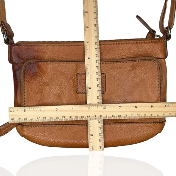 Vintage Fossil Brown Camel Tan Pebbled Leather Bag Crossbody Purse‎ Organizer - Image 13