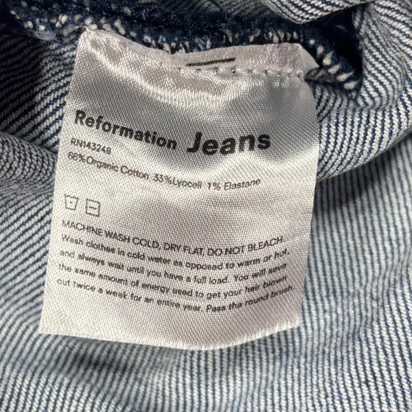 Reformation Jeans Size 29 Inari Blue High Rise Patch Pocket Button Fly Straight - Image 9