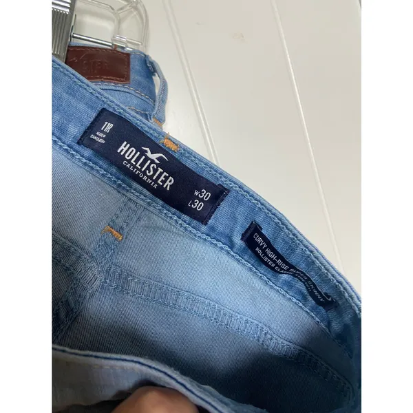 Hollister‎ Curvy High Rise Super Skinny Jeans W30 L30 Light Wash Ripped Distress - Image 5