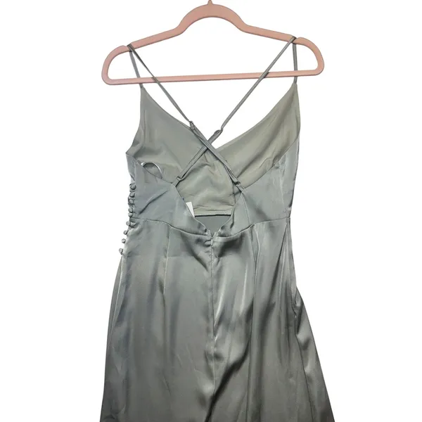 The Clothing Company Sage Green Satin Maxi Dress High Slit Formal Small NWT - Image 8
