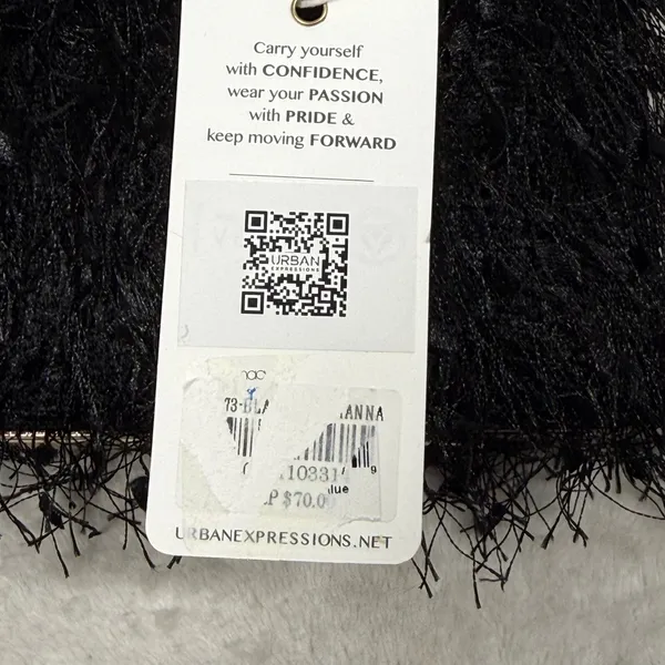 Urban Expressions Black Fringed Eyelash Clutch Gold Chain Crossbody Bag NEW - Image 10
