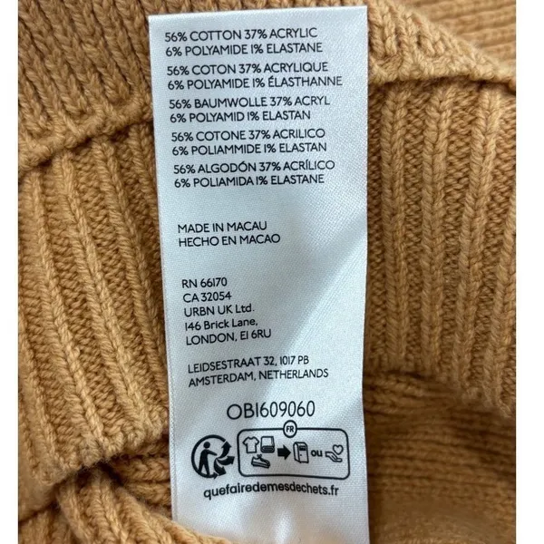 Free People Mustard Yellow‎ Ribbed Mock Neck Cropped Boxy Sweater - Image 9