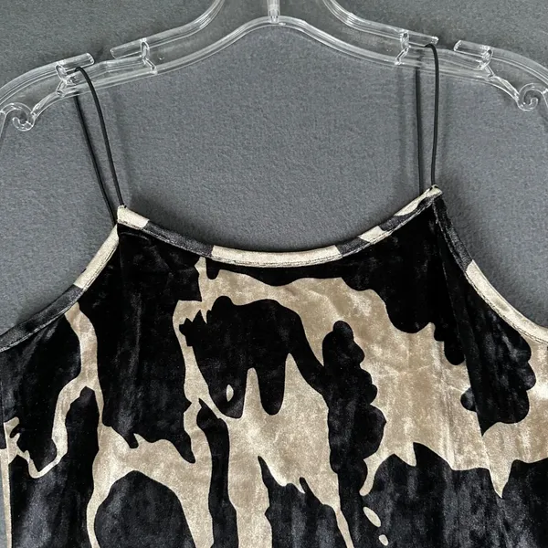 Cider Womens Small Black Patterned Print Mini Dress Spaghetti Straps‎ Pullover - Image 4