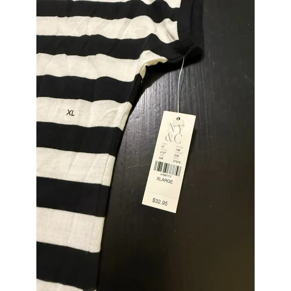 New York & Company Black White Striped Cold Shoulder Top XL NWT - Image 3