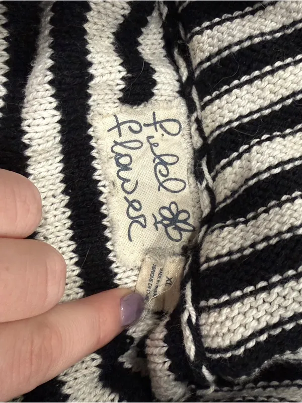 Anthropologie Field Flower Black and White Striped Turtleneck Sweater - Image 6
