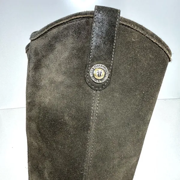 Frye Melissa Button Green, Fatigue Suede Tall Riding Boots 6 - Image 4