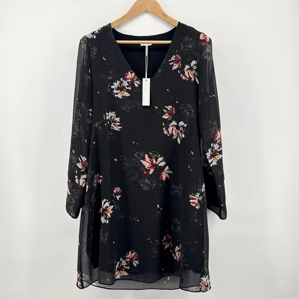 Gentle Fawn Tatiana Dress Long Sleeve‎ V Neck Tie Cuff Black Sheer Large NWT - Image 3