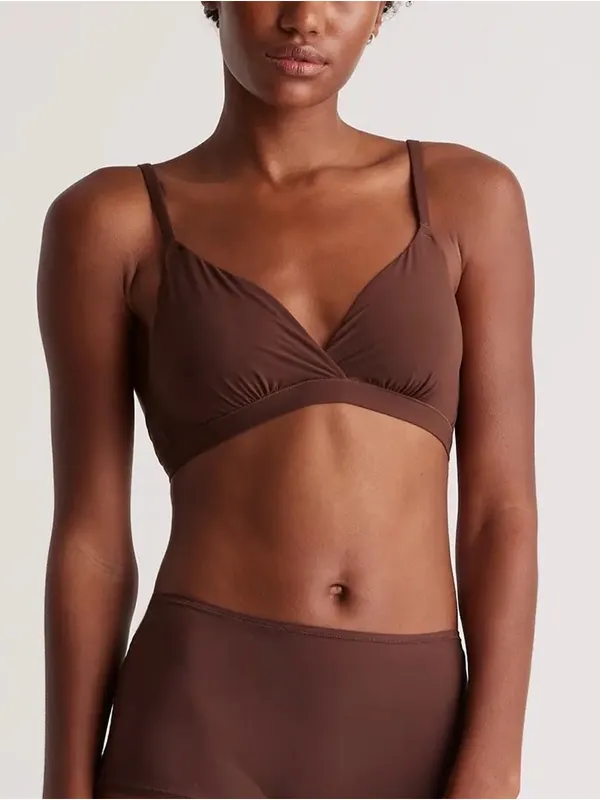 Quince Beige Second Skin Crossover Bralette - Small - Image 4