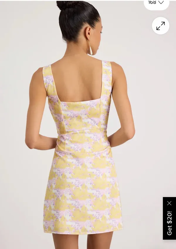 Lulu’s mini floral dress. Cocktail dress. Worn once. Size large square neck. - Image 2