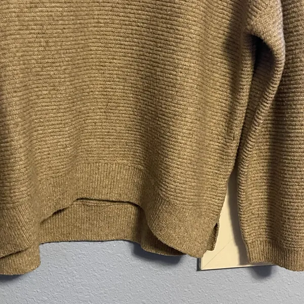 Truth by Republic Ribbed Knit Crew Neck Sweater Tan Size M - Image 3